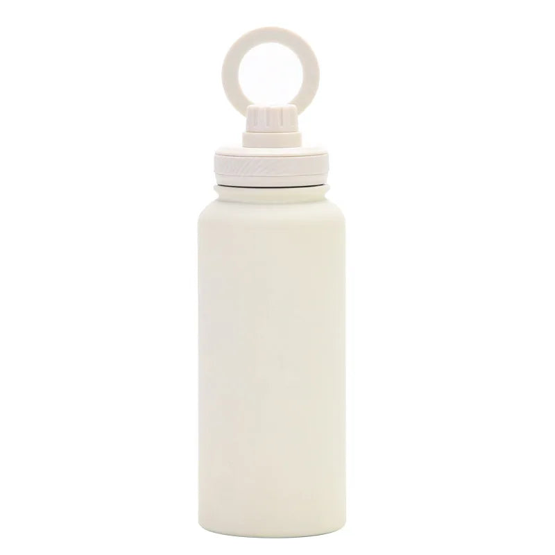 white Color 1L Insulated Stainless Steel Bottle with Phone Holder