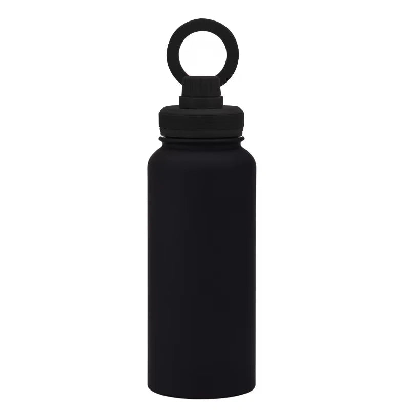 black Color 1L Insulated Stainless Steel Bottle with Phone Holder